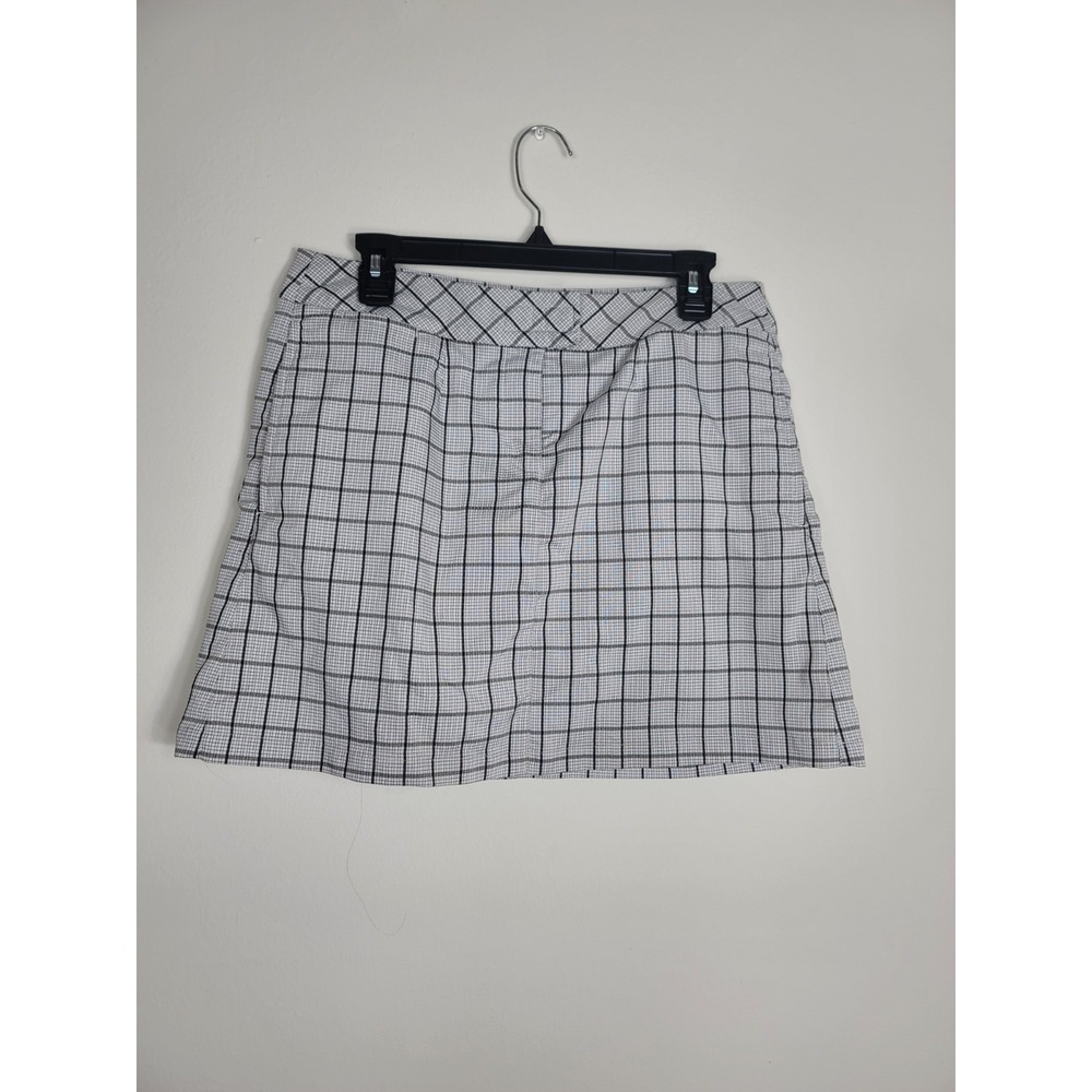 Womens PUMA Golf skirt S 8 w/ built In stretchy shorts Plaid White Black